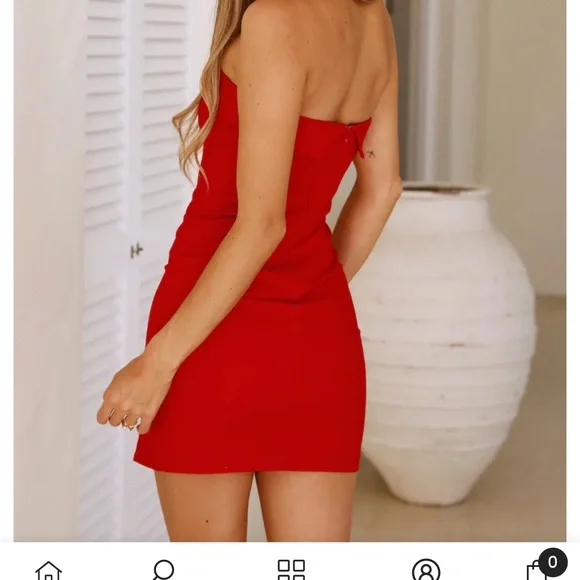 Elegant Red Mini Dress - Picture 2 of 6